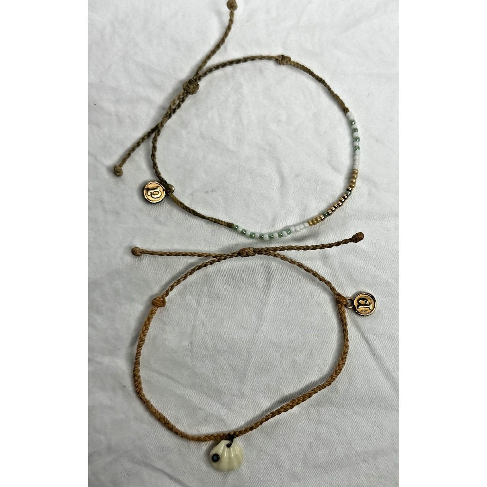 Pura Vida bracelets  Rope Beaded Shell Adjustable Costa Rica Set of 2